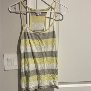American Eagle Striped Yellow and Gray Women's Tank Top